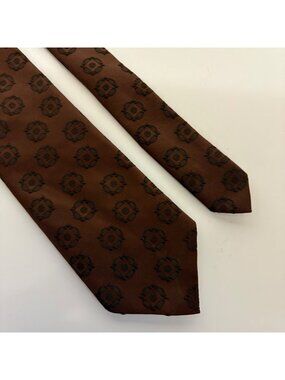 Lord Copley Polyester Brown Tie Geometric Mens Necktie Office Work Gift Vintage